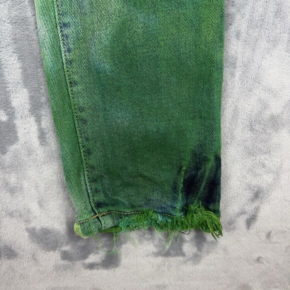 Sync Denim Jeans Mens Size 34 Green Tie Dye Distressed Skinny Jeans - Picture 8 of 16